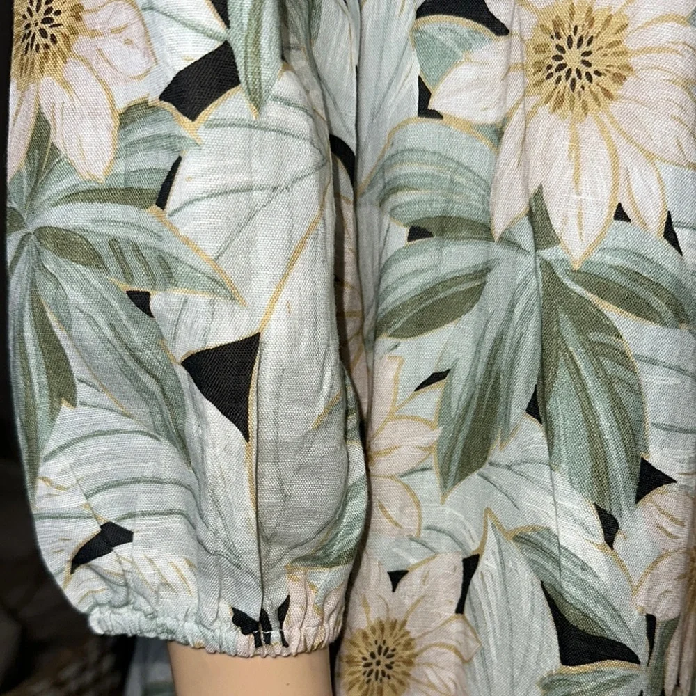 Tuckernuck Floral Long Sleeve Dress - Green and White - Picture 12 of 16